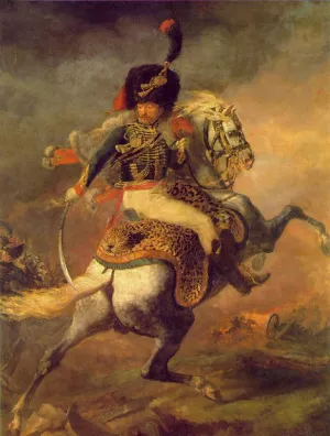 An Officer of the Imperial Horse Guards Charging painting by Theodore Gericault