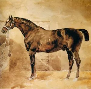 English Horse in Stable by Theodore Gericault Oil Painting