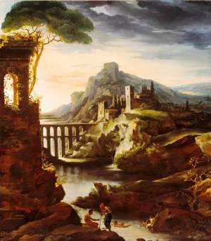 Evening: Landscape with an Aqueduct by Theodore Gericault - Oil Painting Reproduction