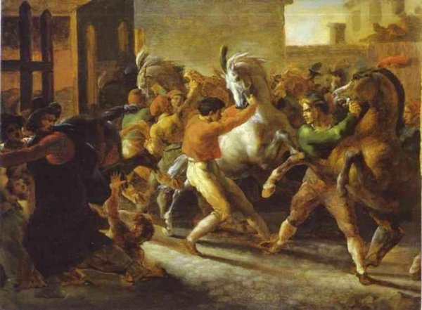 Horse Races in Rome by Theodore Gericault - Hand-Painted Oil Painting Reproduction