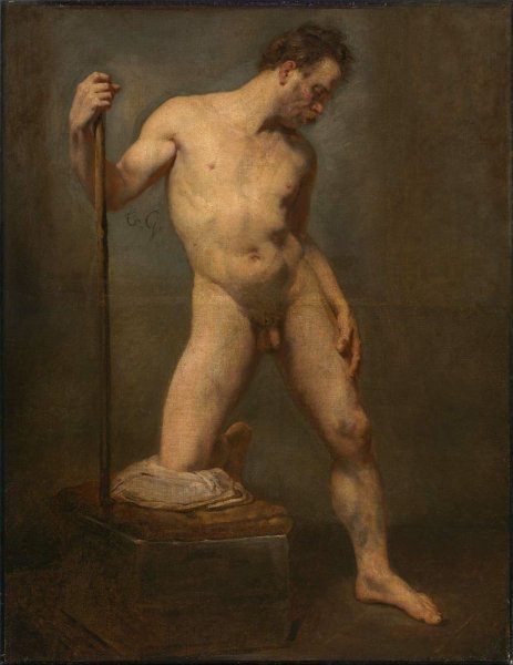 Study of a Male Nude by Theodore Gericault - Hand-Painted Oil Painting Reproduction