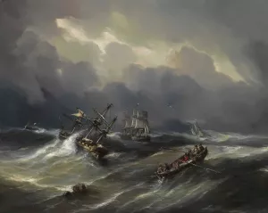 Navire En Detresse by Theodore Gudin Oil Painting