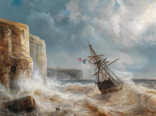 Main Product Photo of Sormy Seas by a Chalk Coast  Painting by Theodore Gudin
