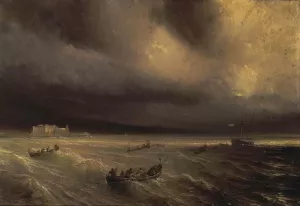 Storm in the Sea by Theodore Gudin - Oil Painting Reproduction