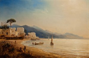 The Coast Near Naples by Theodore Gudin Oil Painting