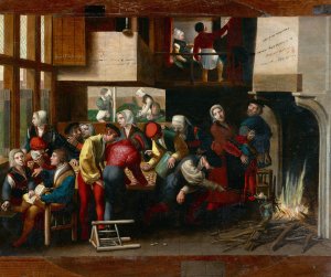 A Brothel Scene by The Brunswick Monogrammist Oil Painting