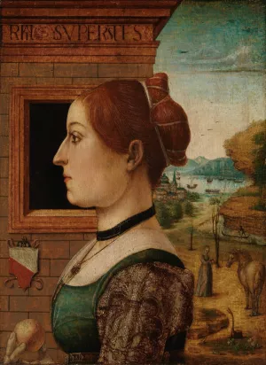 Portrait of a Woman, possibly Ginevra d'Antonio Lupari Gozzadini by The Maestro Delle Storie Del Pane Oil Painting