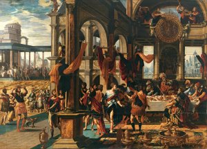 The Feast of Ahasuerus by The Master Of Paul And Barnabas Oil Painting