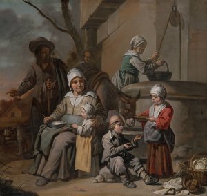 Peasant Family at a Well by The Master Of The Children'S Caps Oil Painting