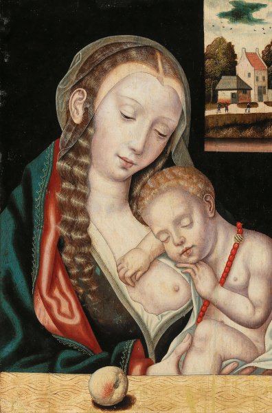 The Virgin and Child seated before a ledge by The Master Of The Parrot - Hand-Painted Oil Painting Reproduction