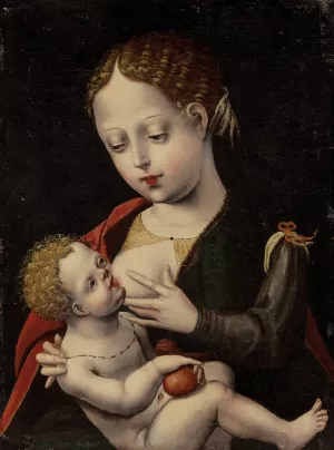 The Virgin Nursing the Christ Child Oil painting by The Master Of The Parrot