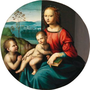 The Madonna and Child with the Infant Saint John the Baptist by The Master Of The Scandicci Lamentation Oil Painting