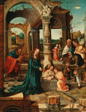 The Adoration of the Shepherds by The Master Of The Von Groote Adoration Oil Painting