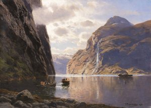 Die sieben Schwestern am Geirangerfjord by Themistokles Von Eckenbrecher Oil Painting
