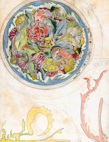Main Product Photo of Drie ontwerpen voor aardewerkdecoratie voor schotel  Painting by Theo Colenbrander