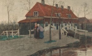 Dorpsgezicht by Theo Mesker Oil Painting