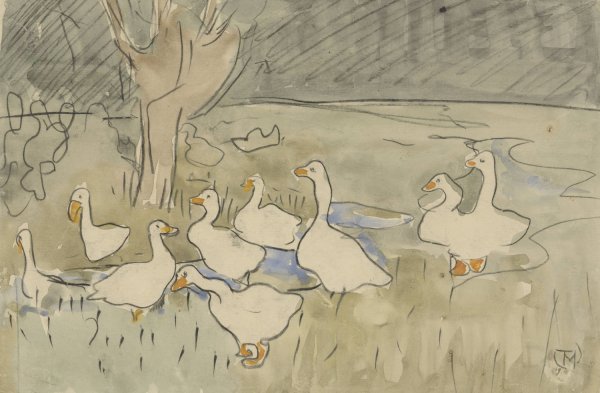 Main Product Photo of Ducks  Painting by Theo Van Hoytema