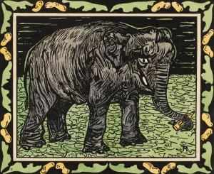 Elephant With Bottle by Theo Van Hoytema Oil Painting