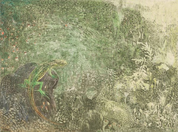 Main Product Photo of Lizard On A Stone  Painting by Theo Van Hoytema