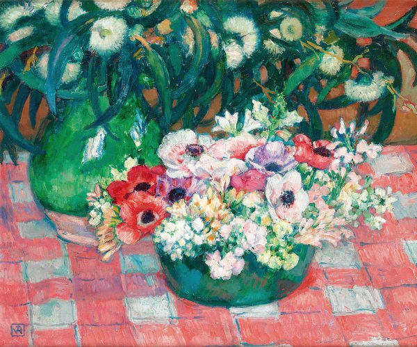 Anemones Et Eucalyptus by Theo Van Rysselberghe - Hand-Painted Oil Painting Reproduction