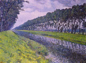 Canal in Flanders by Theo Van Rysselberghe - Oil Painting Reproduction