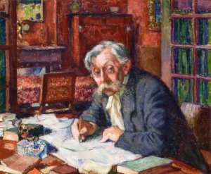 Emile Verhaeren Writing Oil painting by Theo Van Rysselberghe