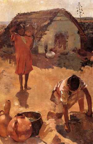 Figures Near a Well in Morocco