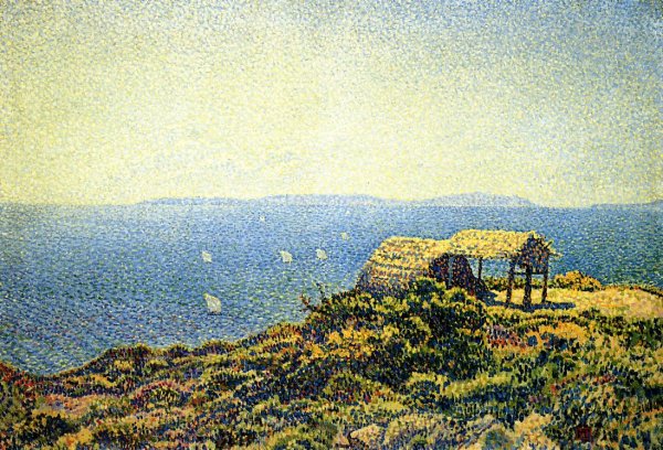 Main Product Photo of Ile du Levant, View from Cape Benat, Brittany Painting by Theo Van Rysselberghe