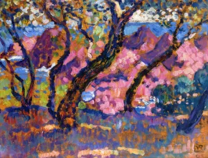 In the Shade of the Pines Study by Theo Van Rysselberghe Oil Painting