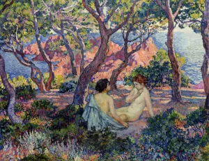 In the Shade of the Pines by Theo Van Rysselberghe - Oil Painting Reproduction