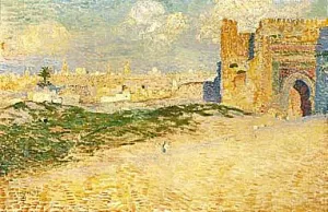 La porte de Monsour El Hay A Meknes, Maroc Oil painting by Theo Van Rysselberghe