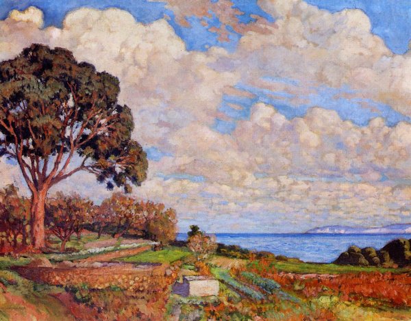 Main Product Photo of Large Tree near the Sea Painting by Theo Van Rysselberghe