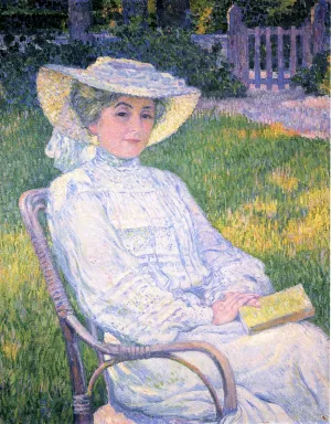 Madame Theo van Rysselberghe in the Garden by Theo Van Rysselberghe - Oil Painting Reproduction