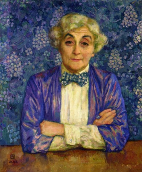 Main Product Photo of Madame van Rysselberghe in a Chedkered Bow Tie Painting by Theo Van Rysselberghe