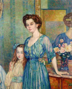 Madame Von Bodenhausen avec Son Enfant Luli Oil painting by Theo Van Rysselberghe
