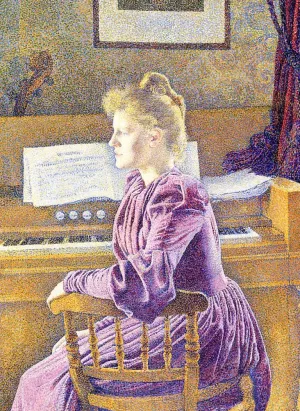 Maria Sethe at the Harmonium by Theo Van Rysselberghe - Oil Painting Reproduction