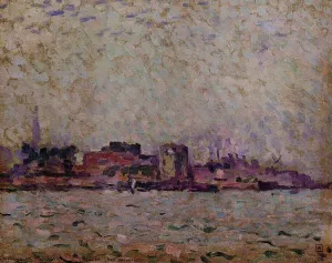 Morning Fog over the Port of Veer, Holland by Theo Van Rysselberghe Oil Painting