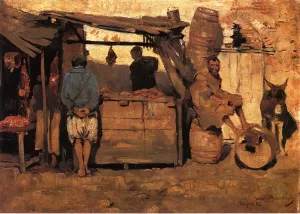 Moroccan Butcher Shop Oil painting by Theo Van Rysselberghe