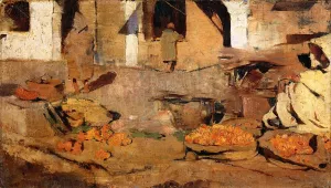 Moroccan Fruit Market by Theo Van Rysselberghe - Oil Painting Reproduction
