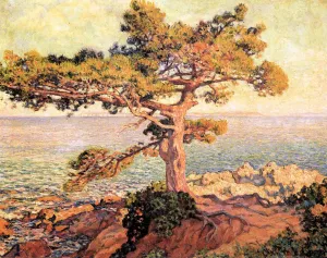Pine by the Mediterranean Sea Oil painting by Theo Van Rysselberghe