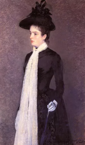 Portrait of a Woman in Black by Theo Van Rysselberghe Oil Painting
