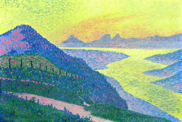 Sunset at Ambleteuse by Theo Van Rysselberghe - Hand-Painted Oil Painting Reproduction