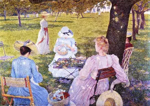 The Family in an Orchard by Theo Van Rysselberghe Oil Painting