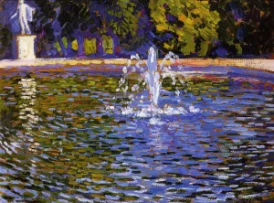 The Fountain: Parc Sans Souci at Potsdam also known as Berlin Oil painting by Theo Van Rysselberghe