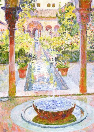 The Gardens of Generalife in Grenada by Theo Van Rysselberghe - Oil Painting Reproduction