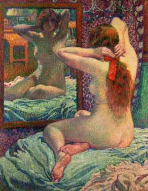 The Scarlet Ribbon by Theo Van Rysselberghe - Oil Painting Reproduction