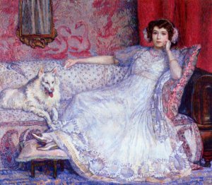 The Woman in White also known as Portrait of Madame Helene Keller Oil painting by Theo Van Rysselberghe