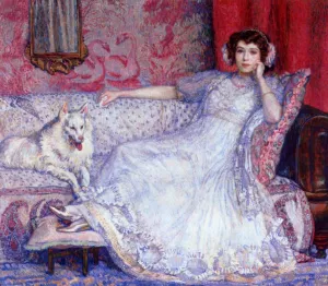 The Woman in White also known as Portrait of Madame Helene Keller by Theo Van Rysselberghe Oil Painting