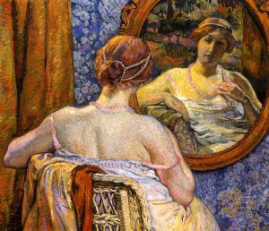 Woman at a Mirror Oil painting by Theo Van Rysselberghe
