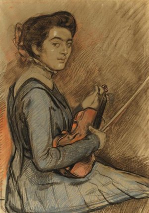 Theo Van Rysselberghe, Rene Drouet au Violon Oil painting by Theo Van Rysselberghe